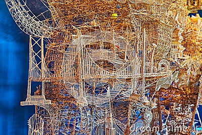 Complex marble maze made out of thousands of toothpicks Editorial Stock Photo
