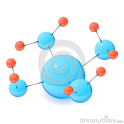 Complex molecule icon, isometric 3d style Vector Illustration