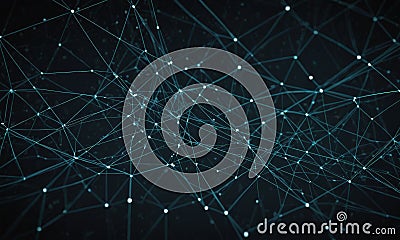 complex network interconnected lines and dots, varying in thickness and direction, creates dynamic and Stock Photo