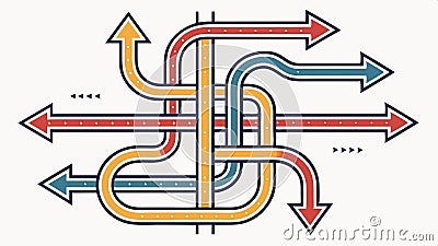 Intersecting arrows forming a knot vector design Generative AI Vector Illustration