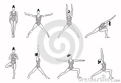 Complex of yoga stretching poses Stock Photo