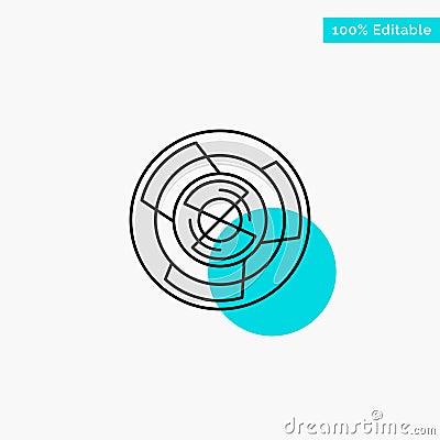 Complexity, Business, Challenge, Concept, Labyrinth, Logic, Maze turquoise highlight circle point Vector icon Vector Illustration