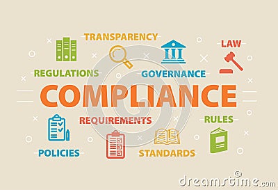 COMPLIANCE Concept with icons Vector Illustration