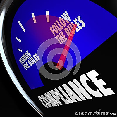 Compliance Gauge Measuring Following Rules Compliant Stock Photo