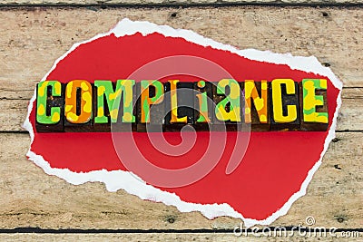 Compliance mandatory regulation business legal requirement Stock Photo