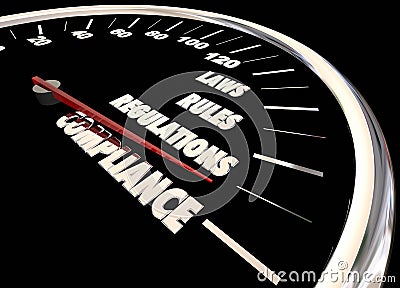 Compliance Rules Laws Regulations Speedometer Stock Photo