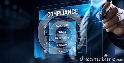 Compliance rules regulation policy law. Business technology concept. Stock Photo