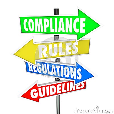 Compliance Rules Regulations Guidelines Arrow Signs Stock Photo