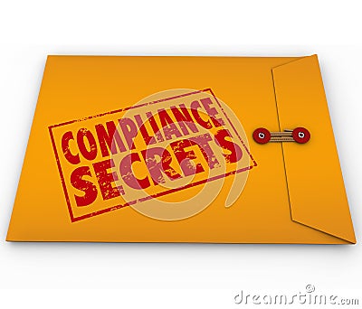 Compliance Secrets Advice Following Rules Yellow Envelope Stock Photo