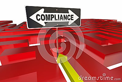 Compliance Sign Maze Follow Rules Regulations Stock Photo