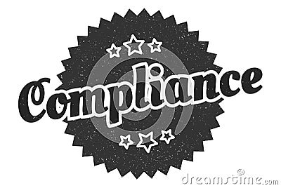 compliance sign. compliance vintage retro label. Vector Illustration