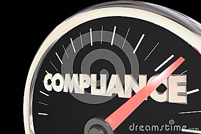 Compliance Speedometer Fast Action Follow Laws Rules Stock Photo