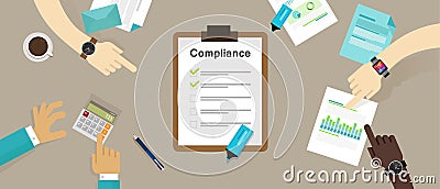 Compliance to regulation process standard industry company Vector Illustration