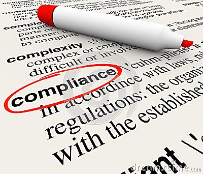 Compliance Word Dictionary Definition Word Meaning Stock Photo