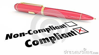 Compliant Check Box Pen Mark Non Compliance Stock Photo