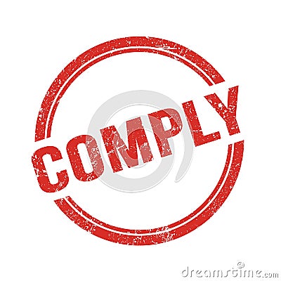 COMPLY text written on red grungy round stamp Stock Photo