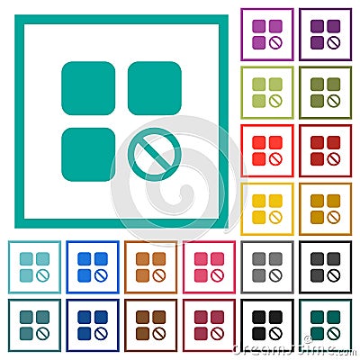 Component disabled flat color icons with quadrant frames Stock Photo