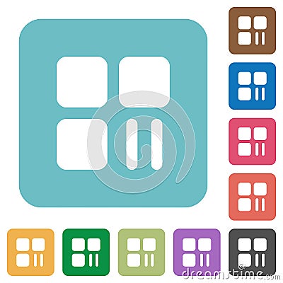 Component pause rounded square flat icons Stock Photo