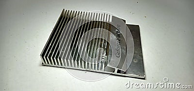 A component photo of a graphics processing unit part of a computer Stock Photo