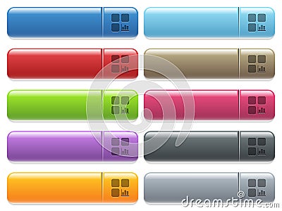 Component statistics icons on color glossy, rectangular menu button Stock Photo