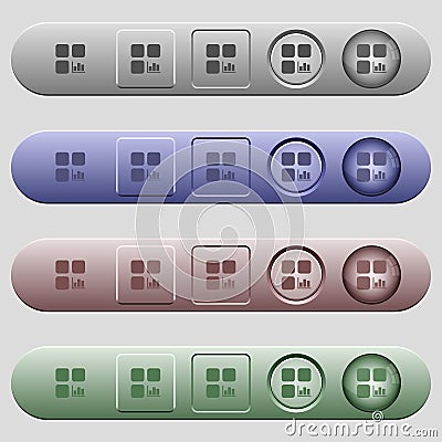 Component statistics icons on horizontal menu bars Stock Photo