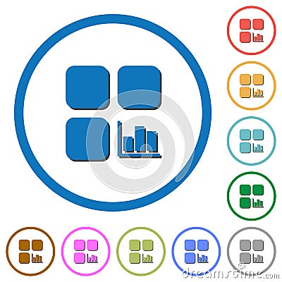 Component statistics icons with shadows and outlines Stock Photo