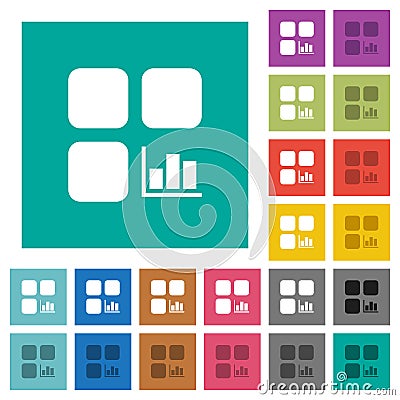 Component statistics square flat multi colored icons Stock Photo