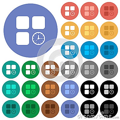 Component timer round flat multi colored icons Stock Photo