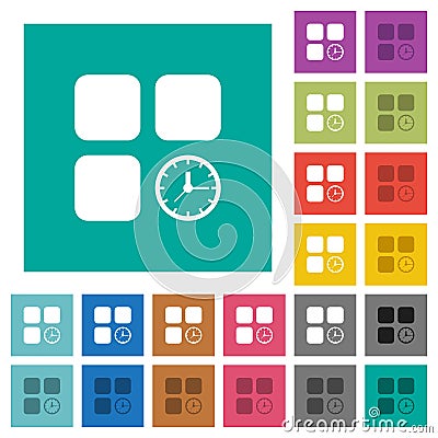 Component timer square flat multi colored icons Stock Photo