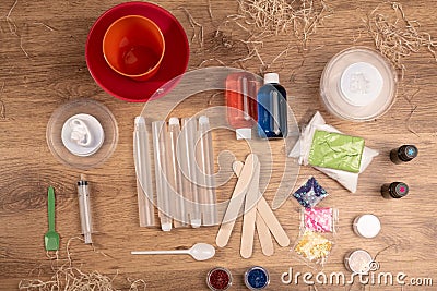 Components, tools to make slime Stock Photo