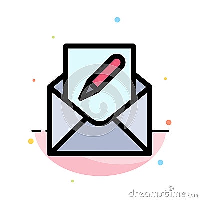 Compose, Edit, Email, Envelope, Mail Abstract Flat Color Icon Template Vector Illustration