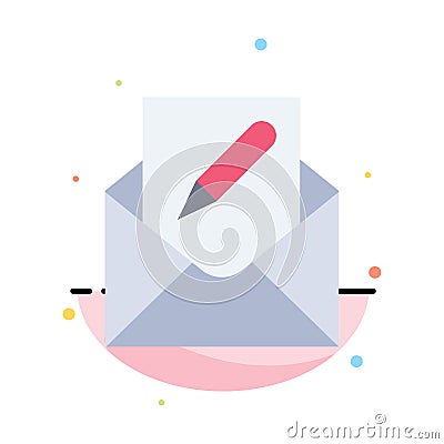 Compose, Edit, Email, Envelope, Mail Abstract Flat Color Icon Template Vector Illustration