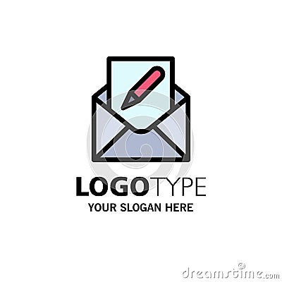 Compose, Edit, Email, Envelope, Mail Business Logo Template. Flat Color Vector Illustration