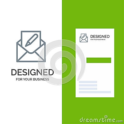 Compose, Edit, Email, Envelope, Mail Grey Logo Design and Business Card Template Vector Illustration