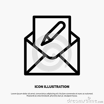 Compose, Edit, Email, Envelope, Mail Line Icon Vector Vector Illustration