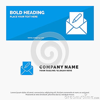 Compose, Edit, Email, Envelope, Mail SOlid Icon Website Banner and Business Logo Template Vector Illustration