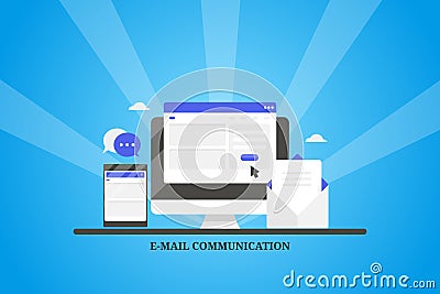 Compose email, responsive newsletter, cross device message, email notification, open letter, communication, digital, marketing. Vector Illustration