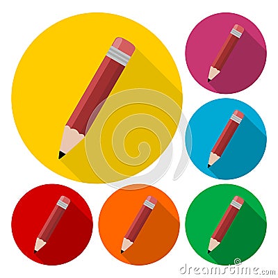 Compose icon, pencil set with long shadow Stock Photo