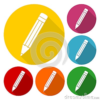 Compose icon, pencil set with long shadow Vector Illustration