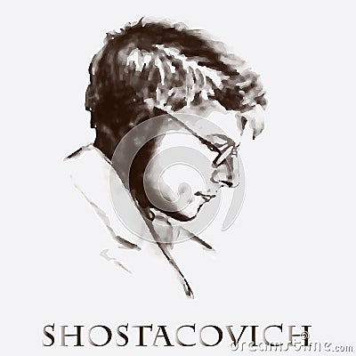 Composer Dmitri Shostakovich. vector portrait Vector Illustration