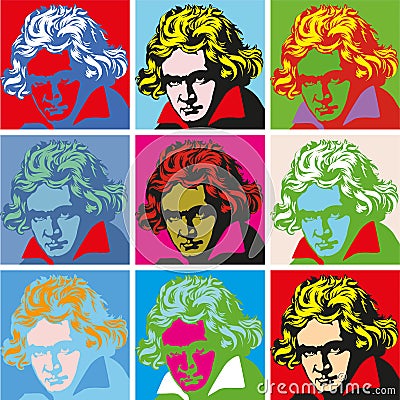 Portrait of Beethoven Portraits of famous historical figure Vector Illustration