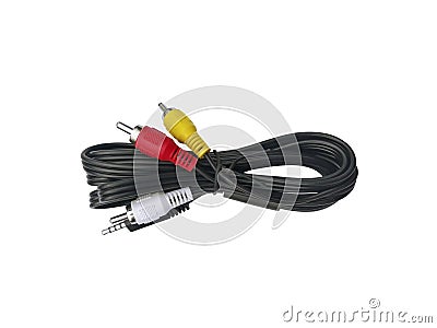 Composite Audio and video cable on white background focus Editorial Stock Photo