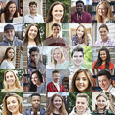 Composite Of Faces Of Multiple Male And Female Children Stock Photo