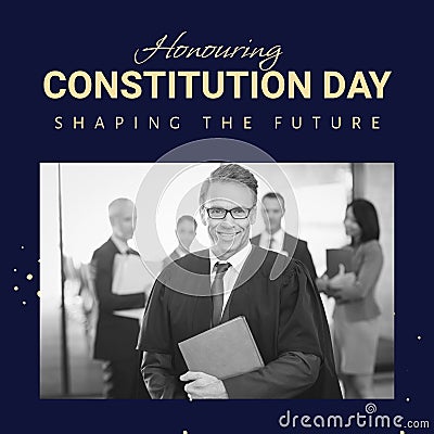 Composite of honouring constitution day text over caucasian male lawyer Stock Photo