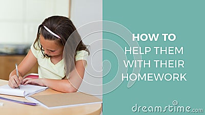 Composite of how to help them with their homeworks text over caucasian schoolgirl Stock Photo