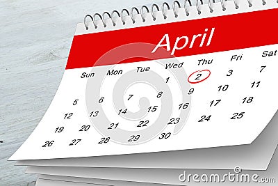 Composite image of april calendar Stock Photo