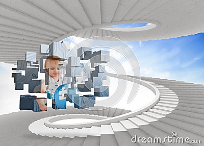 Composite image of baby genius on abstract screen Stock Photo