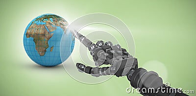 Composite image of back robot arm pointing at something Stock Photo