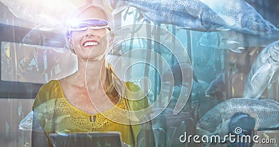 Composite image of big fish swimming in a tank Stock Photo