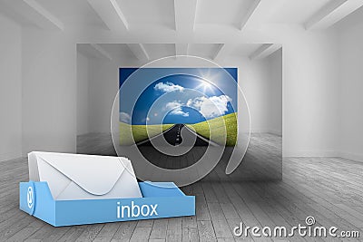 Composite image of blue inbox Stock Photo